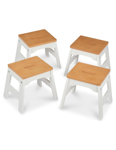 Juego de 4 Taburetes de Madera Melissa & Doug - Blanco/Natural Juego de 4 Taburetes de Madera Melissa & Doug - Blanco/Natural