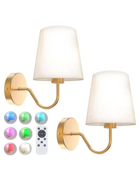 Juego de 2 Apliques de Pared Inalámbricos CS COSDDI LED 7 Colores Juego de 2 Apliques de Pared Inalámbricos CS COSDDI LED 7 Colores