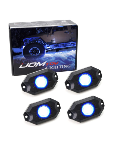 Kit de Luces LED de Roca 9W iJDMTOY 4 Piezas Azul IP68 Kit de Luces LED de Roca 9W iJDMTOY 4 Piezas Azul IP68