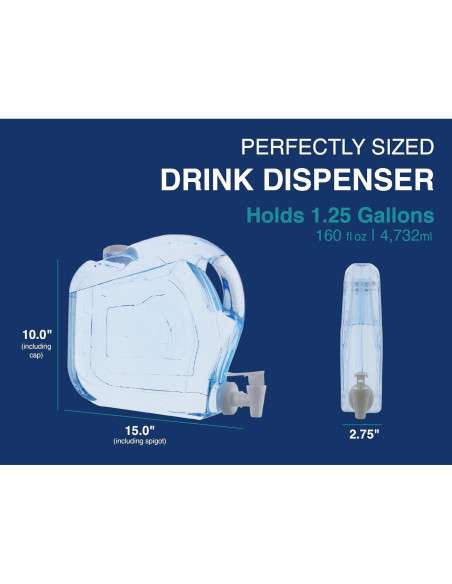 Dispensador de Bebidas Arrow Ultra Slimline 4.73L Plástico BPA Free Dispensador de Bebidas Arrow Ultra Slimline 4.73L Plástico BPA Free
