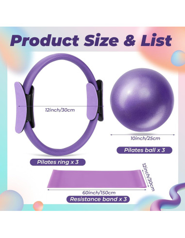 Kit de Pilates 9 Piezas VioraWhite - Anillos, Pelotas y Bandas