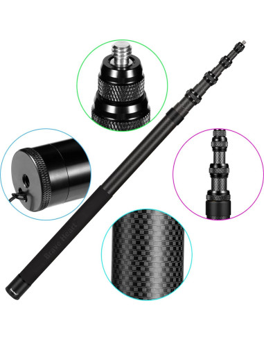 Palo de Selfie 3M Fibra de Carbono Extensible 300cm Negro