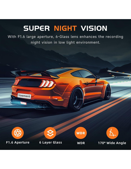 Cámara de tablero 2.5K Veement V200Pro con WiFi y visión nocturna Cámara de tablero 2.5K Veement V200Pro con WiFi y visión nocturna