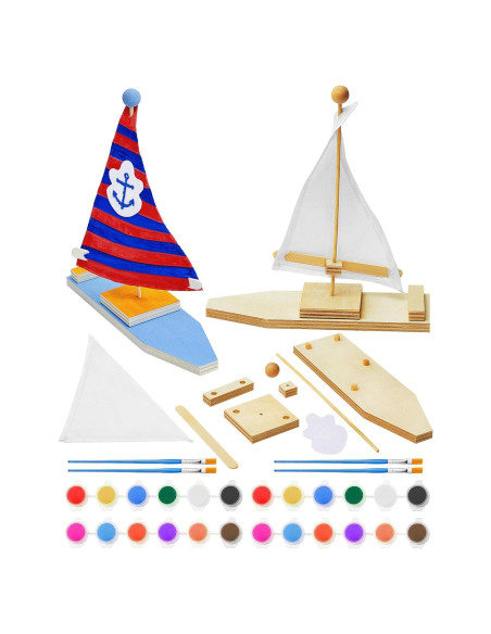 Kits de Barco de Vela de Madera Jenaai - 10 Piezas para Pintar Kits de Barco de Vela de Madera Jenaai - 10 Piezas para Pintar