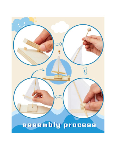 Kits de Barco de Vela de Madera Jenaai - 10 Piezas para Pintar