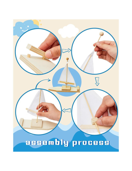 Kits de Barco de Vela de Madera Jenaai - 10 Piezas para Pintar Kits de Barco de Vela de Madera Jenaai - 10 Piezas para Pintar