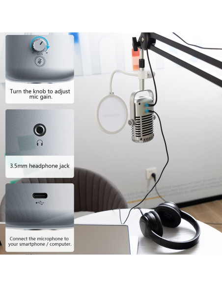 Micrófono USB Saramonic XMIC-Z3 Cardioide con Filtros Antipop Micrófono USB Saramonic XMIC-Z3 Cardioide con Filtros Antipop