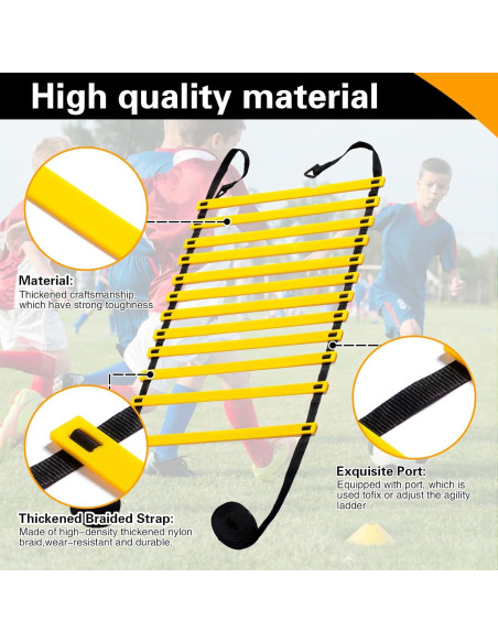 Conjunto de Entrenamiento de Agilidad AUZEJO - 12 Escaleras, 4 Obstáculos, 12 Conos Conjunto de Entrenamiento de Agilidad AUZEJO - 12 Escaleras, 4 Obstáculos, 12 Conos
