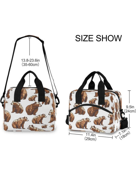 Caja de Almuerzo Aislada ALAZA Osos Grizzly 10L 29x18x24cm Caja de Almuerzo Aislada ALAZA Osos Grizzly 10L 29x18x24cm