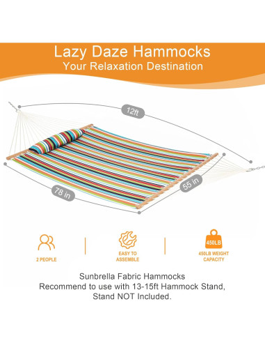 Hamaca Lazy Daze 3.66m Sunbrella Doble Resistente al Clima