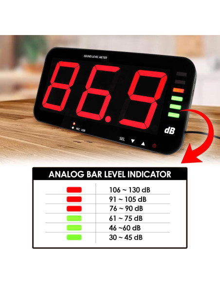 Medidor de Decibelios Landtek con Pantalla LCD 33 cm y Sensor 5 m Medidor de Decibelios Landtek con Pantalla LCD 33 cm y Sensor 5 m