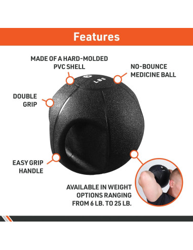 Balón Medicinal Doble Agarre Body Sport 4.54 kg - Fitness