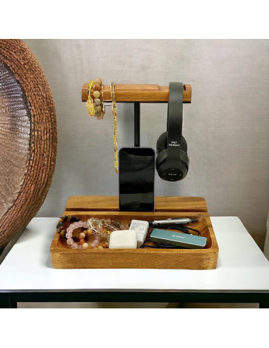 Soporte para Auriculares Doble de Madera Acacia WRIGHTMART