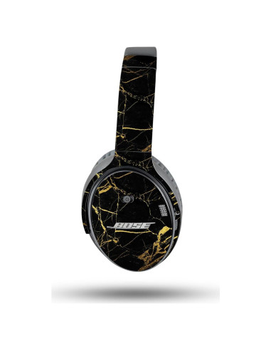 Piel Protectora MightySkins para Auriculares Bose QC 35 II - Mármol Negro Dorado