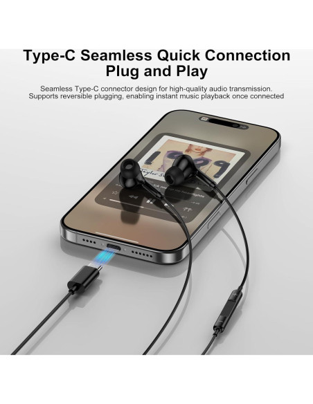 Auriculares USB C Samsung A16 A26 A36 S25 Ultra Estéreo Auriculares USB C Samsung A16 A26 A36 S25 Ultra Estéreo