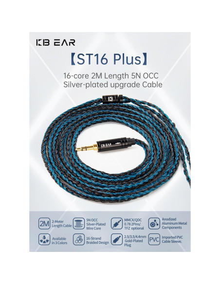 Cable IEM KBEAR ST16 Plus 2m MMCX para Auriculares Hi-Fi Cable IEM KBEAR ST16 Plus 2m MMCX para Auriculares Hi-Fi