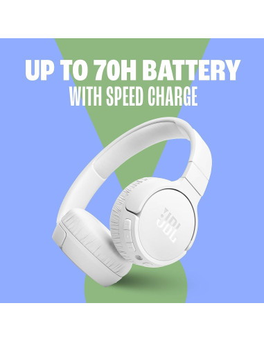Auriculares Inalámbricos JBL Tune 670NC - Cancelación de Ruido, 70H Batería, Blanco