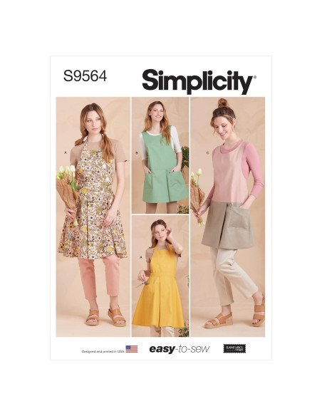Kit de Patrones de Costura de Delantal Simplicity S9564 - Tallas XS-XL Kit de Patrones de Costura de Delantal Simplicity S9564 - Tallas XS-XL