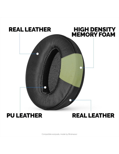 Almohadillas de Reemplazo Brainwavz para Sennheiser HD 4.50BT - Cuero Real y Espuma de Memoria Almohadillas de Reemplazo Brainwavz para Sennheiser HD 4.50BT - Cuero Real y Espuma de Memoria