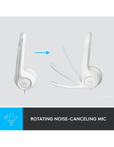 Auriculares Logitech H390 con Cable USB-A, Estéreo, Blanco