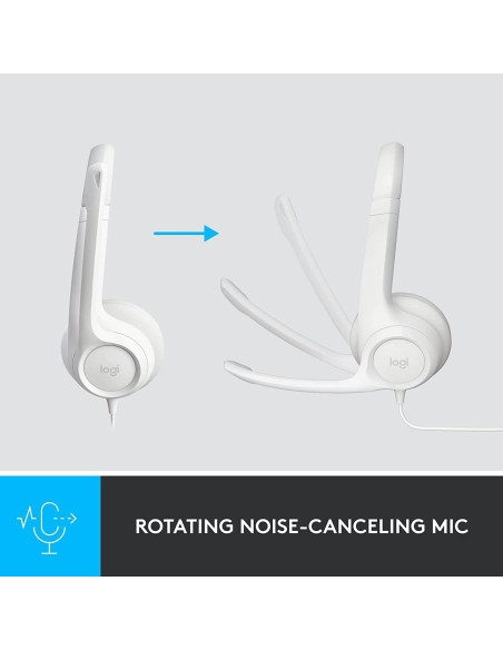 Auriculares Logitech H390 con Cable USB-A, Estéreo, Blanco Auriculares Logitech H390 con Cable USB-A, Estéreo, Blanco