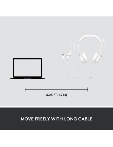 Auriculares Logitech H390 con Cable USB-A, Estéreo, Blanco