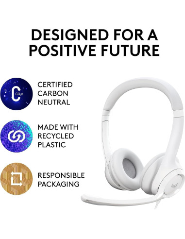 Auriculares Logitech H390 con Cable USB-A, Estéreo, Blanco
