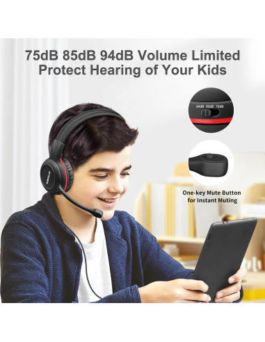Auriculares SIMOLIO con micrófono y protección auditiva para niños