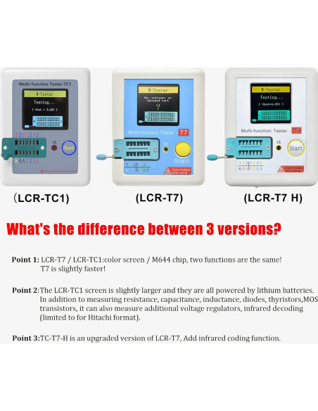Probador de Transistores LCR Aideepen TC-T7-H Pantalla LCD Probador de Transistores LCR Aideepen TC-T7-H Pantalla LCD