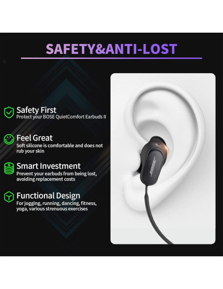 Correa Antipérdida WOFRO para Bose QuietComfort Earbuds II - Negro Correa Antipérdida WOFRO para Bose QuietComfort Earbuds II - Negro