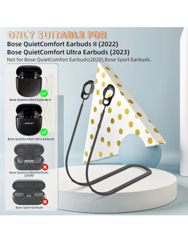Correa Antipérdida WOFRO para Bose QuietComfort Earbuds II - Negro