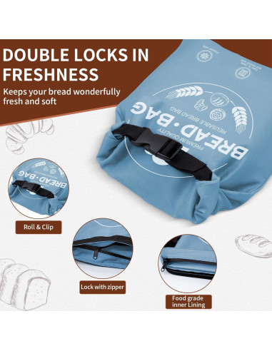 Bolsas de Pan Reutilizables LDJRCP 2-Pack Ecológicas 9L