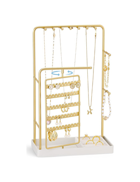 Soporte de Joyería ProCase Oro, Organizador Giratorio 360 Soporte de Joyería ProCase Oro, Organizador Giratorio 360