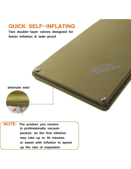Almohadilla de dormir ABTOHE 3.1" viscoelástica para camping Almohadilla de dormir ABTOHE 3.1" viscoelástica para camping