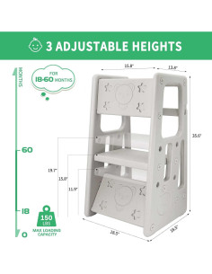 Escalera de Cocina para Niños RELIANCER Ajustable 3 Alturas 2