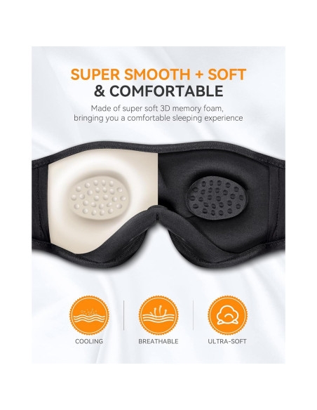 MUSICOZY Máscara de Sueño 3D Bluetooth con Auriculares - Negro MUSICOZY Máscara de Sueño 3D Bluetooth con Auriculares - Negro