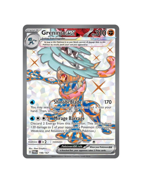 Tarjeta Pokémon Greninja ex 198/167 Full Art Secreta Rara Tarjeta Pokémon Greninja ex 198/167 Full Art Secreta Rara