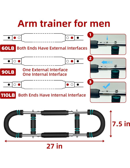 Entrenador de brazos PIHJFEWA ajustable 27-50 kg para hombres Entrenador de brazos PIHJFEWA ajustable 27-50 kg para hombres