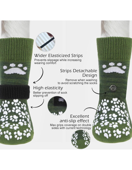 Calcetines Antideslizantes EXPAWLORER para Perros Verde Militar Calcetines Antideslizantes EXPAWLORER para Perros Verde Militar