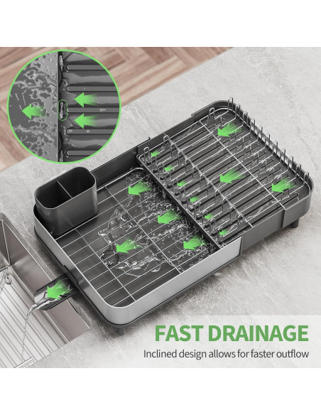 Escurridor de Platos Expandible Urackify Acero Inoxidable 304 Escurridor de Platos Expandible Urackify Acero Inoxidable 304