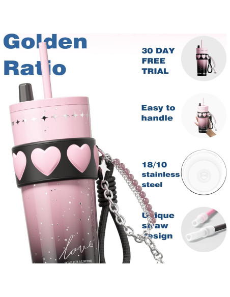 Taza de acero inoxidable 24 oz Sidagar rosa aislada a prueba de fugas Taza de acero inoxidable 24 oz Sidagar rosa aislada a prueba de fugas