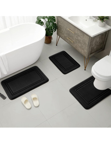 Alfombrilla de Baño Antideslizante BYSURE 3 Piezas Microfibra