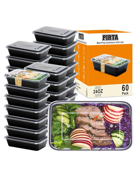 Contenedores de Comida Reutilizables PIRTA 24 oz - 60 Piezas Contenedores de Comida Reutilizables PIRTA 24 oz - 60 Piezas