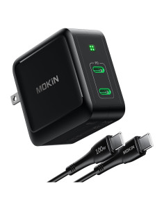 Cargador USB C 100W GaN+ Doble Puerto Plegable Compacto