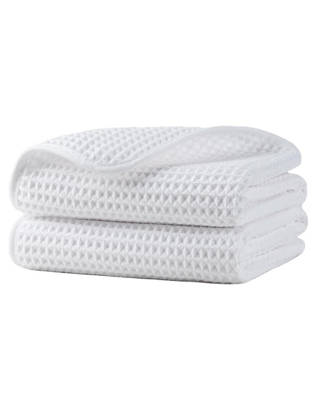 Juego de 2 Toallas de Mano Microfibra Waffle Blancas 40x76 cm Juego de 2 Toallas de Mano Microfibra Waffle Blancas 40x76 cm