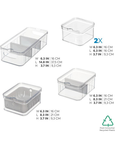 Juego de 5 Contenedores de Plástico iDesign Crisp para Refrigerador