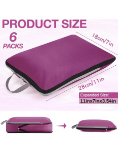 Bolsas de Compresión Hosuly 6 Pcs 44x32 cm Nylon Púrpura 2