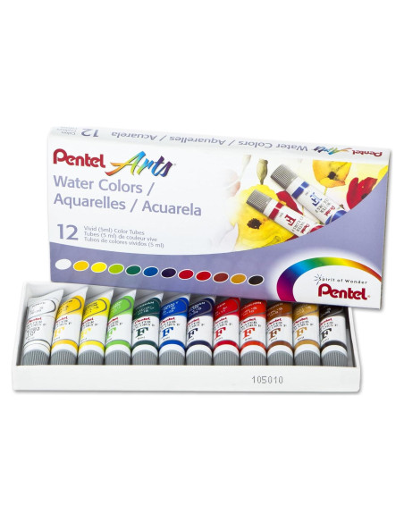 Acuarelas Pentel 12 Colores en Tubos de 5ml - Set Variado Acuarelas Pentel 12 Colores en Tubos de 5ml - Set Variado