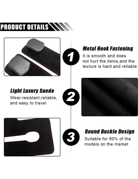 Ganchos Dobles para Reposacabezas de Coche KITUREK - Negro, 2 Piezas Ganchos Dobles para Reposacabezas de Coche KITUREK - Negro, 2 Piezas