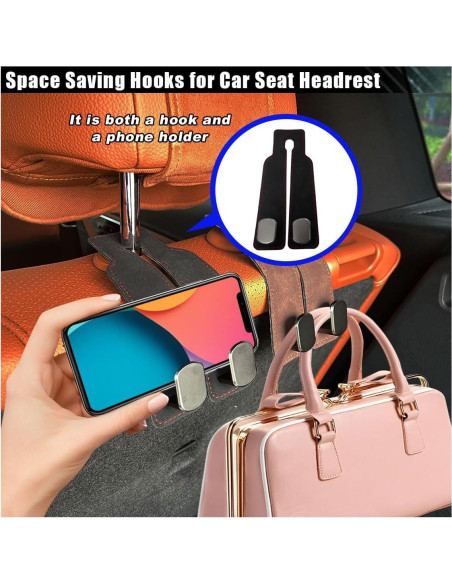 Ganchos Dobles para Reposacabezas de Coche KITUREK - Negro, 2 Piezas Ganchos Dobles para Reposacabezas de Coche KITUREK - Negro, 2 Piezas